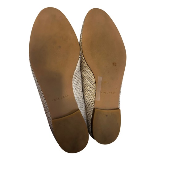 Cole Haan Womens 10B Beige Gold Snakeskin Embossed Loafers Flats - Picture 4 of 6